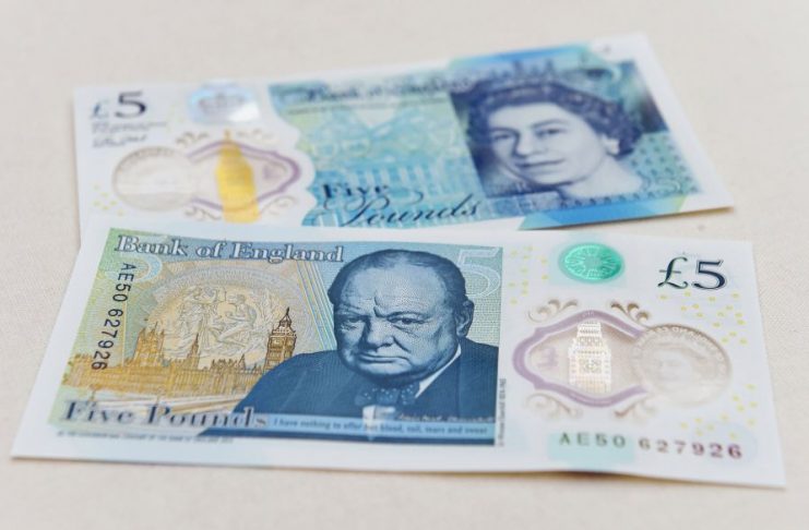 British Pound 5 bank note with animal fats