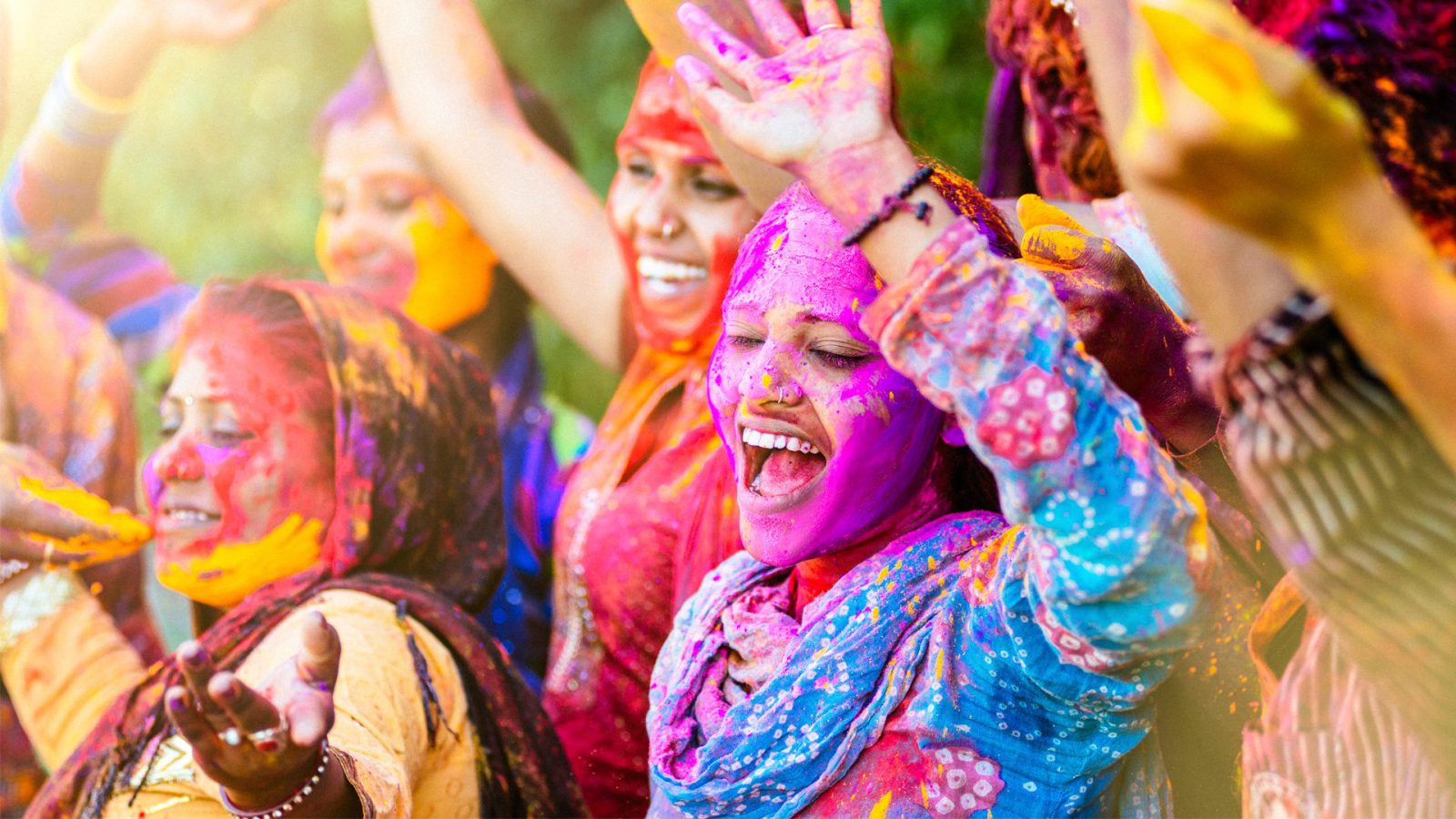 Indian women playing holi