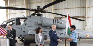 First Apache Attack Helicopter Handed Over To IAF in US Apache Attack Helicopter