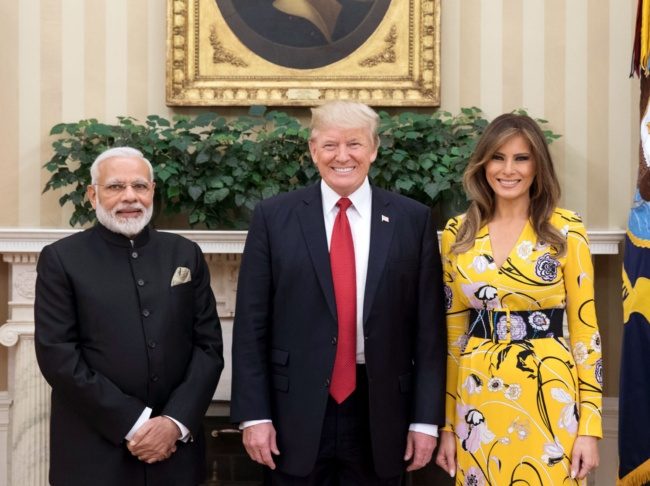 Narendra Modi with Donald Trump and Melania Trump