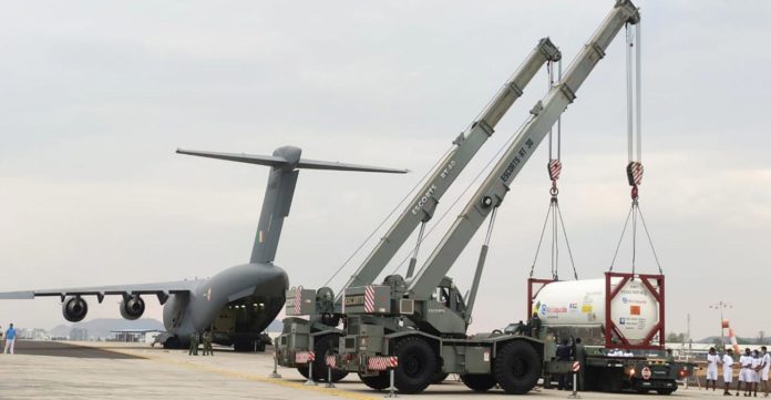 IAF-Aircraft-Transporting-Oxygen-Tankers-1300x675 Indian govt Battling Epidemic Airlifting Oxygen Containers