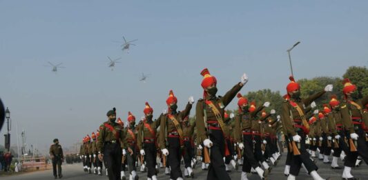 Indian soldiers practicing