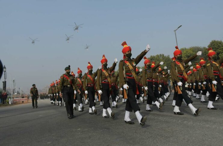 Indian soldiers practicing