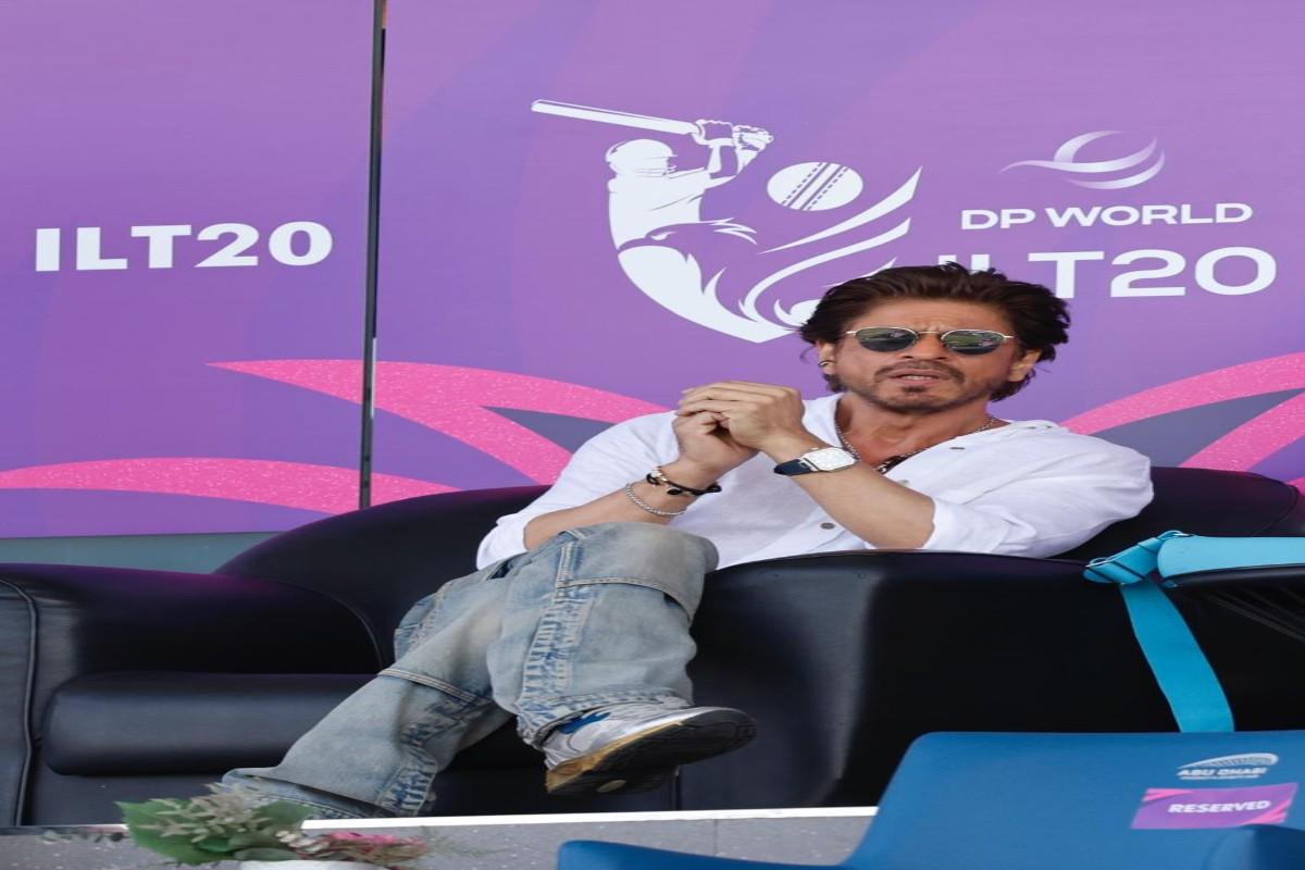 Shah Rukh Khan at DP World ILT20, cheering for Abu Dhabi Knight Riders