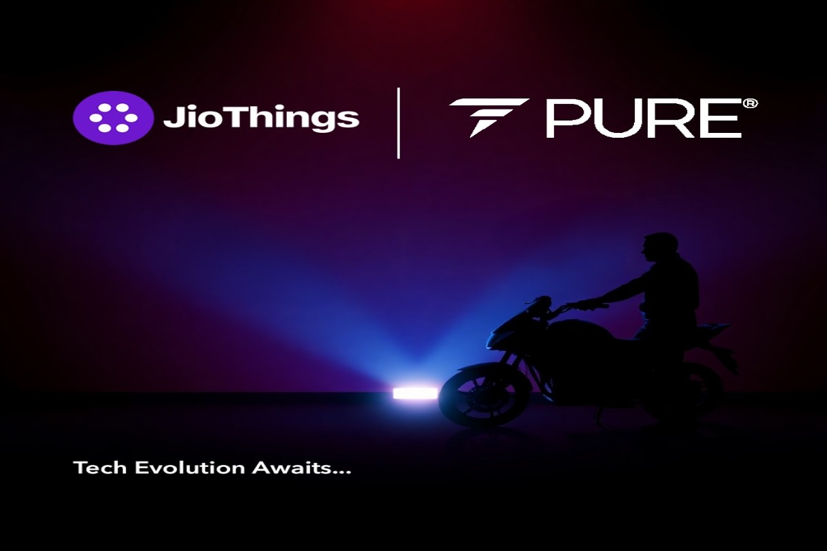 PURE EV electric scooter with JioThings smart digital cluster and telematics integration for seamless riding experience.